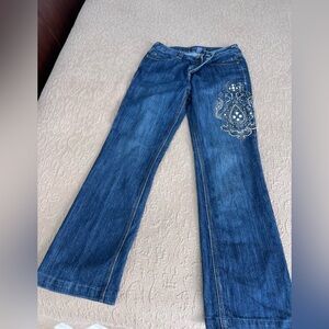 Baccini Blue Flare Jeans with Embellishments
